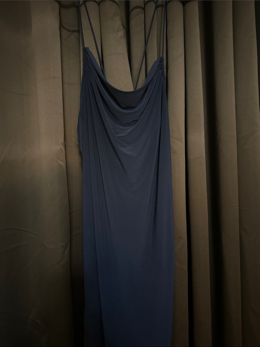 bebe Navy Blue Maxi Dress with Cowl Neck